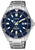 Reloj de hombre con esfera azul, correa de titanio, ventana de fecha a las 7 en punto, bisel de minutos