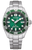Reloj de hombre con esfera verde, brazalete de acero inoxidable y bisel giratorio
