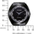 Vista frontal de reloj para hombre: esfera negra, CITIZEN, manecillas delgadas