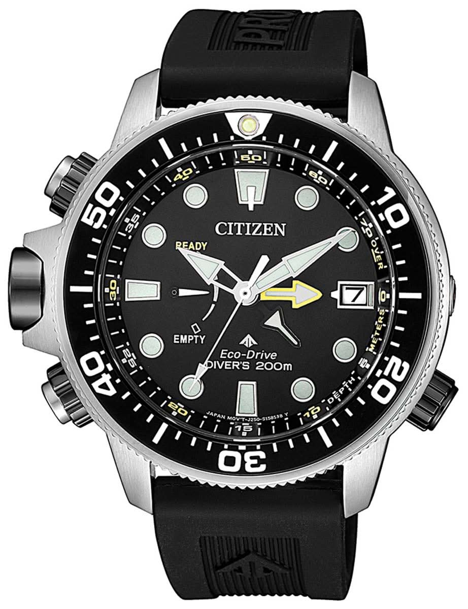 Reloj de hombre con esfera negra, caja de acero inoxidable y correa de caucho negra
