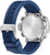 Reloj de hombre con fondo de caja de acero inoxidable, corona atornillada y correa de silicona azul