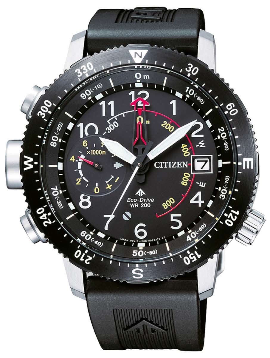 Reloj Citizen para hombre con esfera negra y correa de caucho negra, Eco-Drive