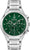 Reloj Bulova Curv para hombre con correa de acero inoxidable plateada, esfera verde y contadores de cronógrafo