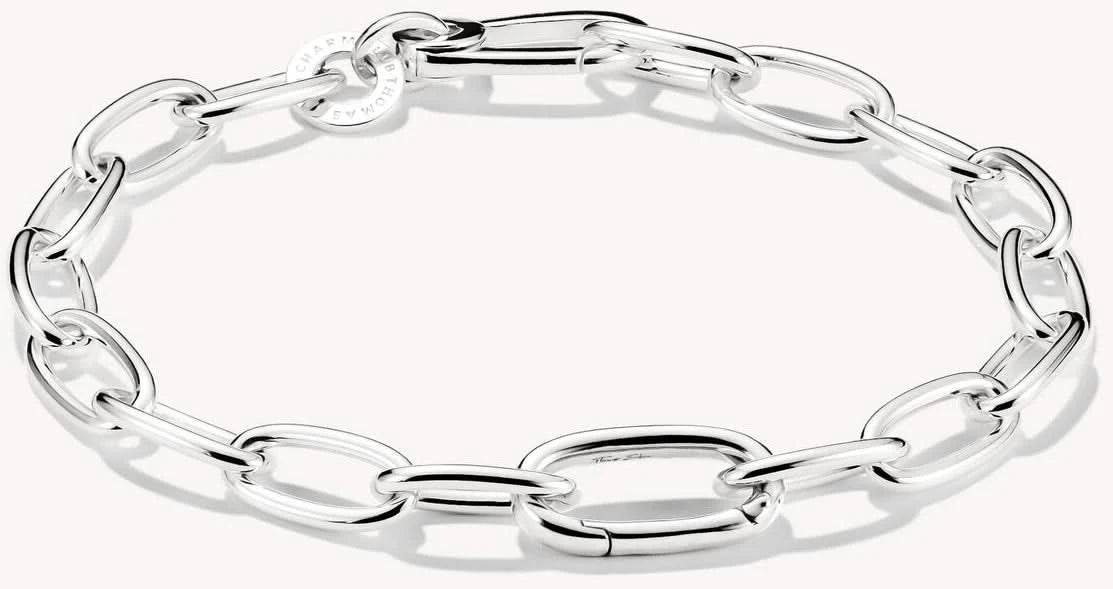 Pulsera de plata con eslabones cerrados y eslabón de conexión