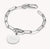 Pulsera de eslabones de plata con eslabón Connect, cierre de mosquetón y placa redonda grabable
