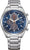 Pulsera de hombre con brazalete de acero inoxidable plateado y esfera azul de cronógrafo