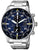 Reloj de hombre con esfera azul, subesferas de cronógrafo y correa de acero inoxidable plateado