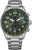 Citizen Eco-Drive Cronógrafo: Reloj de pulsera para hombre con esfera verde y correa de acero inoxidable.