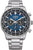 Reloj para hombre: esfera azul, correa de acero inoxidable, cronógrafo con subesferas