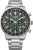 Reloj de hombre con esfera verde, cronógrafo y pulsera de metal