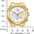 Reloj dorado para hombre con cronógrafo, esfera blanca e índices luminosos