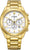 Reloj dorado para hombre con cronógrafo, esfera blanca y correa de eslabones