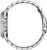 Reverso de un reloj de pulsera de acero inoxidable con correa de eslabones metálicos