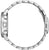 Reloj de acero inoxidable de lado con correa de metal y pulsadores visibles