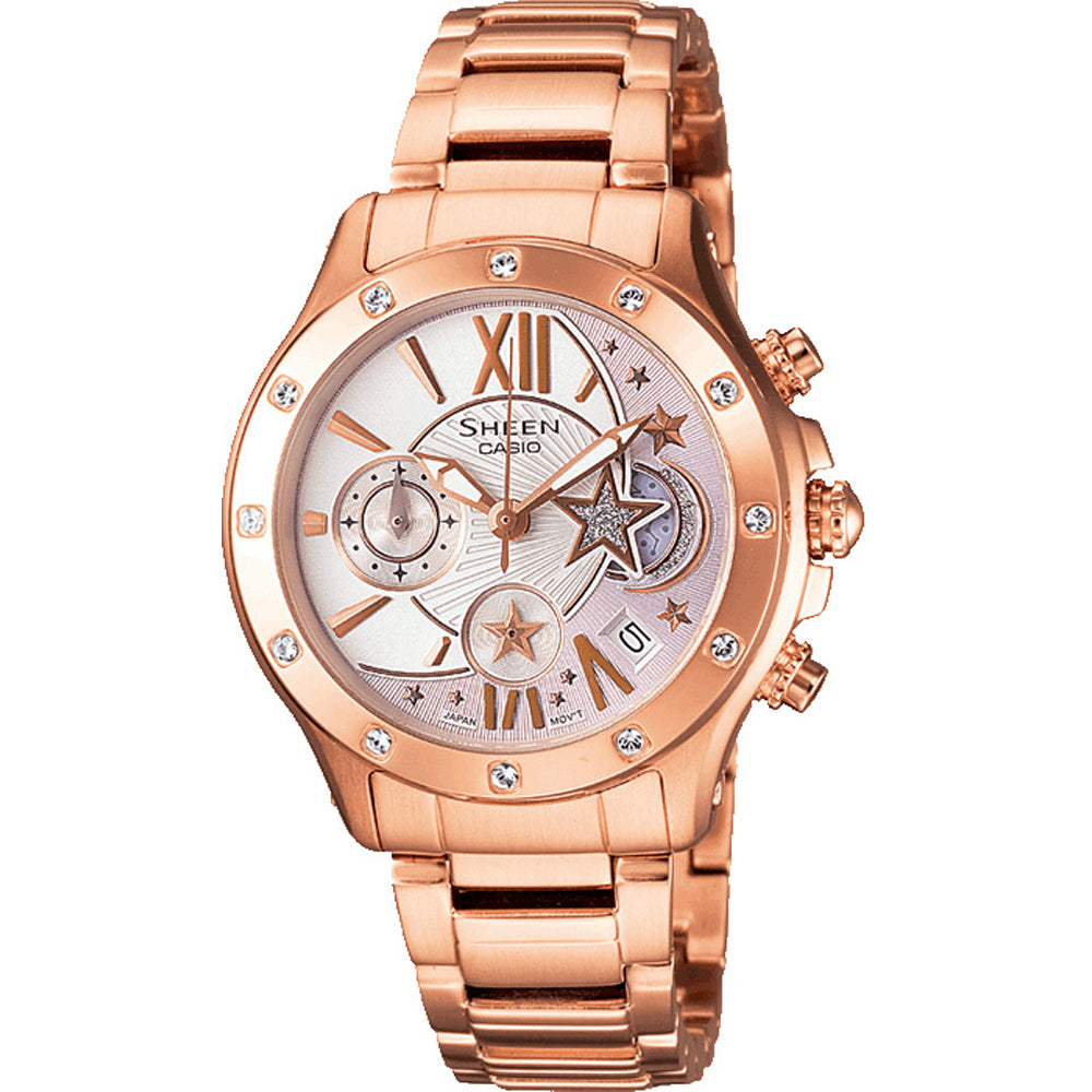 Casio Sheen SHN-5508GD-7A Damen • Saphirglas • Chronograph