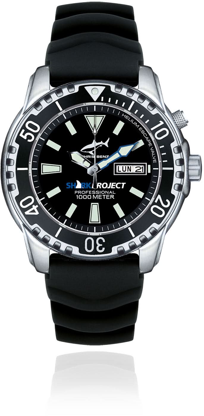 Reloj para hombre con esfera negra, bisel de acero inoxidable y correa de silicona negra