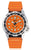 Reloj de hombre con esfera naranja, caja de acero y correa naranja