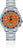 Reloj para hombre con esfera naranja, brazalete de acero inoxidable y bisel giratorio.