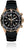 Reloj de hombre con esfera negra, correa de caucho negra y bisel dorado