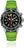 Reloj para hombre con correa de silicona verde, esfera negra e manecillas naranjas