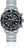 Reloj cronógrafo para hombre con correa de metal, esfera negra y detalles en naranja