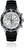Reloj de buceo con correa de silicona negra, caja plateada y esfera de cronógrafo.