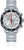 Reloj analógico para hombre con esfera blanca, manecillas de cronógrafo rojas y correa de acero inoxidable