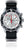 Reloj de hombre con correa textil negra, esfera blanca y anillo de cronógrafo rojo