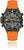 Reloj de buceo para hombre con correa de silicona naranja, bisel negro