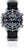 "Reloj de mujer con esfera negra, triple pantalla y correa de tela gris oscuro."