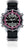 "Reloj de mujer con correa de tela negra, bisel rosa y caja plateada"