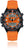Reloj para hombre con correa de silicona naranja, esfera negra y pantalla digital