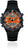 Reloj de buceo para hombre con caja negra, esfera naranja y correa de caucho