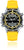 Reloj de buceo/deportivo con correa de silicona amarilla, esfera negra y bisel amarillo