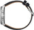 Reloj de hombre con correa de cuero negra, vista lateral con corona en la caja