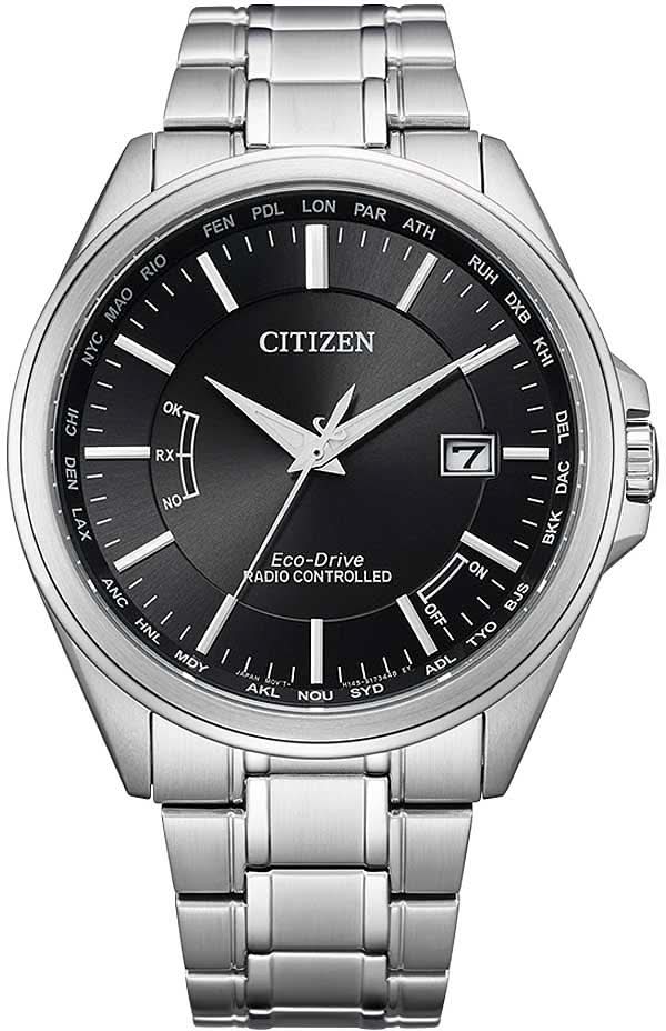 Reloj plateado para hombre con esfera negra, manecillas y pulsera de metal