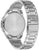 Vista trasera de reloj para hombre con caja plateada y pulsera de acero inoxidable plateada