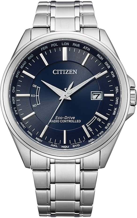Reloj de hombre con esfera azul, pulsera de acero inoxidable plateado y tres agujas