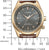 Reloj de hombre frontal con esfera gris oscuro, bisel dorado y correa de cuero marrón