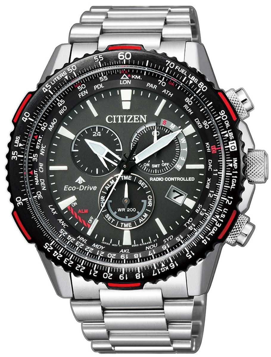 Pulsera de acero inoxidable para hombre con esfera negra y detalles en rojo