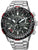 Pulsera de acero inoxidable para hombre con esfera negra y detalles en rojo