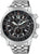 Reloj de hombre de acero inoxidable con esfera negra y correa de metal.