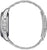 Reloj de pulsera de acero inoxidable, vista lateral con bisel estriado y brazalete de metal atornillado