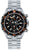 Reloj Chris Benz Depthmeter con brazalete de acero inoxidable plateado, esfera negra y bisel naranja
