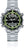 Reloj de buceo con correa de acero inoxidable plateado, bisel verde y esfera negra