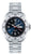 Reloj de hombre con correa de acero inoxidable plateado y esfera azul, visualización clara de la hora