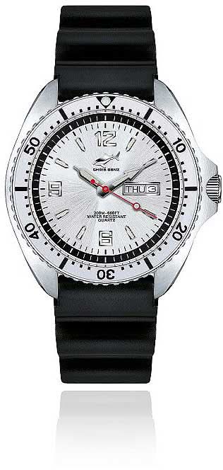 Reloj de hombre con correa de cuero negra, caja plateada y esfera blanca
