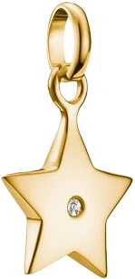 Colgante charm de estrella de metal chapado en oro con piedra blanca y ojal