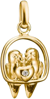 Colgante Charm Thomas Sabo Lovebirds de plata dorada con corazón y piedra brillante