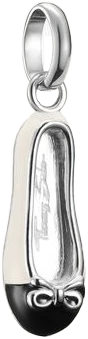 Colgante Charm de Plata: Zapato con esmalte en frío, tacón negro y lazo